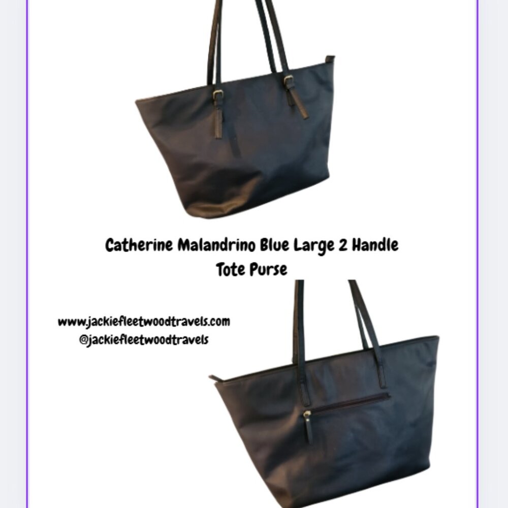 Catherine Malandrino Blue Large 2 Handle Tote Purse